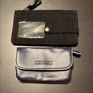 Vera Bradley Black Card Holder and Navy Pouch